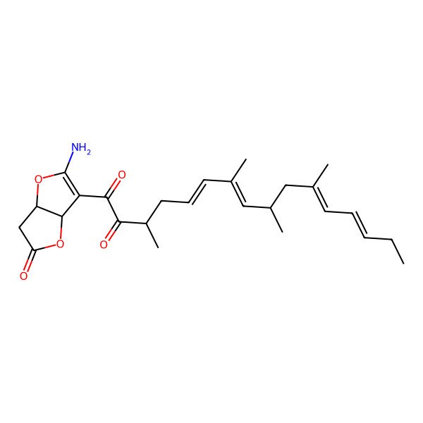 2D Structure of 1-(5-amino-2-oxo-3a,6a-dihydro-3H-furo[3,2-b]furan-6-yl)-3,7,9,11-tetramethylhexadeca-5,7,11,13-tetraene-1,2-dione