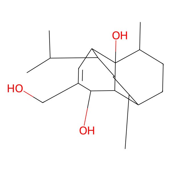 2D Structure of (1S,2R,5S,6S,9R,10R,13S,14S)-12-(hydroxymethyl)-2,6-dimethyl-9-propan-2-yltricyclo[8.4.0.05,14]tetradec-11-ene-1,13-diol