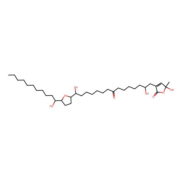 2D Structure of (5R)-3-[(2R,15S)-2,15-dihydroxy-15-[(2R,5S)-5-[(1R)-1-hydroxyundecyl]oxolan-2-yl]-8-oxopentadecyl]-5-hydroxy-5-methylfuran-2-one