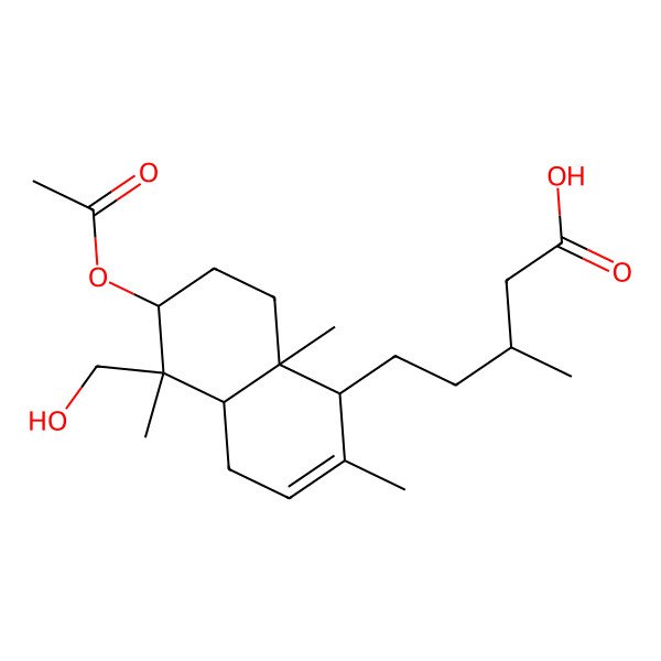 2D Structure of 5-[6-Acetyloxy-5-(hydroxymethyl)-2,5,8a-trimethyl-1,4,4a,6,7,8-hexahydronaphthalen-1-yl]-3-methylpentanoic acid