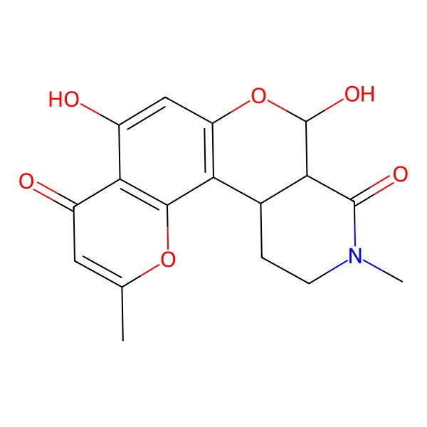 2D Structure of 8,12-Dihydroxy-4,15-dimethyl-3,11-dioxa-15-azatetracyclo[8.8.0.02,7.013,18]octadeca-1(10),2(7),4,8-tetraene-6,14-dione