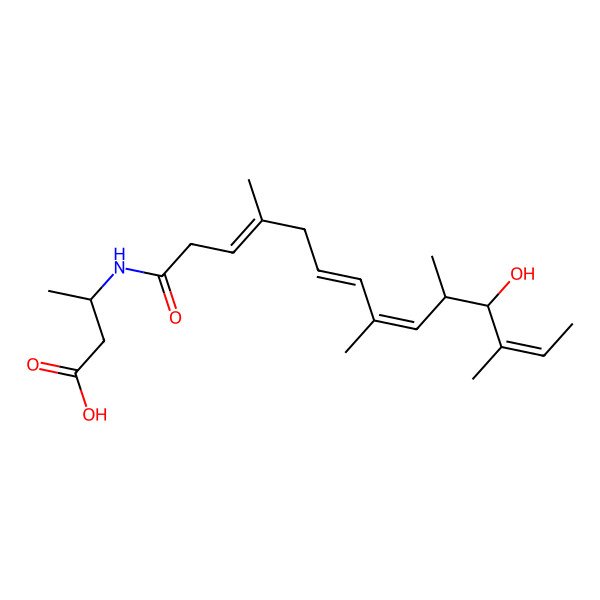 2D Structure of 3-((3E,6E,8E,10R,11R,12E)-11-hydroxy-4,8,10,12-tetramethyltetradeca-3,6,8,12-tetraenamido)butanoic acid