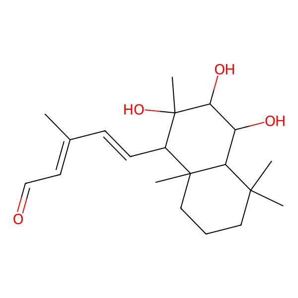 2D Structure of (2E,4E)-5-[(1R,2S,3S,4R,4aS,8aR)-2,3,4-trihydroxy-2,5,5,8a-tetramethyl-3,4,4a,6,7,8-hexahydro-1H-naphthalen-1-yl]-3-methylpenta-2,4-dienal