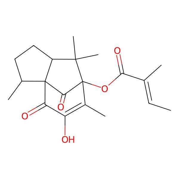 2D Structure of [(1R,2R,5R,7R)-9-hydroxy-2,6,6,8-tetramethyl-10,11-dioxo-7-tricyclo[5.3.1.01,5]undec-8-enyl] (E)-2-methylbut-2-enoate
