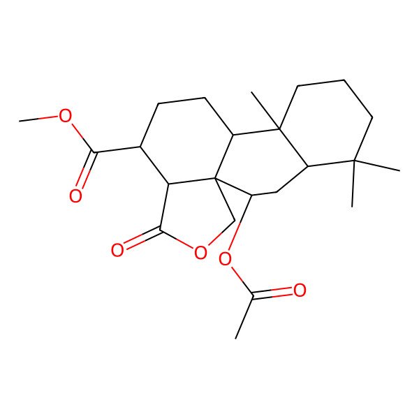 2D Structure of methyl (1R,2R,4S,9S,10R,13R,14R)-2-acetyloxy-5,5,9-trimethyl-15-oxo-16-oxatetracyclo[8.7.0.01,14.04,9]heptadecane-13-carboxylate
