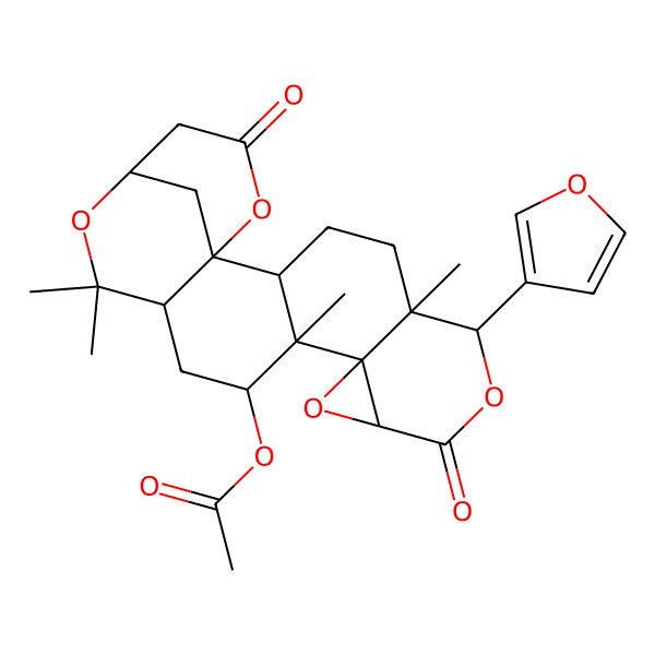 2D Structure of (7alpha,10beta)-1(10->19)-Abeo-7-acetoxyisoobacun-3,10-olide 2D Structure of (7alpha,10beta)-1(10->19)-Abeo-7-acetoxyisoobacun-3,10-olide