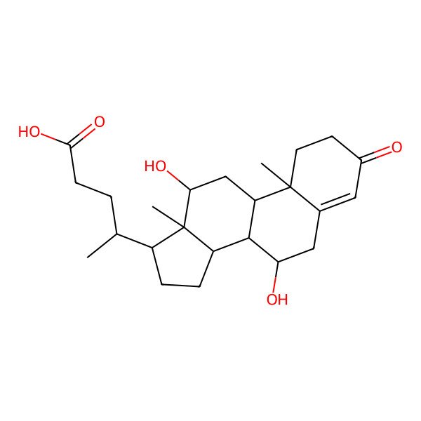 2D Structure of 7alpha,12alpha-Dihydroxy-3-oxochol-4-en-24-oic Acid