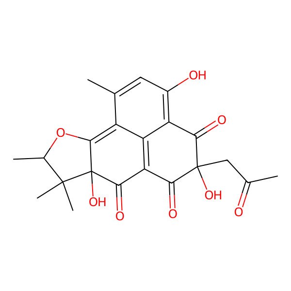 2D Structure of (7aR,9R)-3,5,7a-trihydroxy-1,8,8,9-tetramethyl-5-(2-oxopropyl)-9H-phenaleno[1,2-b]furan-4,6,7-trione