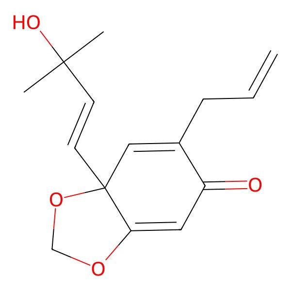 2D Structure of (7aS)-7a-[(E)-3-hydroxy-3-methylbut-1-enyl]-6-prop-2-enyl-1,3-benzodioxol-5-one
