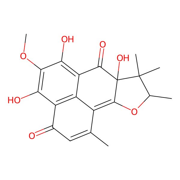 2D Structure of (7aS,9S)-4,6,7a-trihydroxy-5-methoxy-1,8,8,9-tetramethyl-9H-phenaleno[1,2-b]furan-3,7-dione