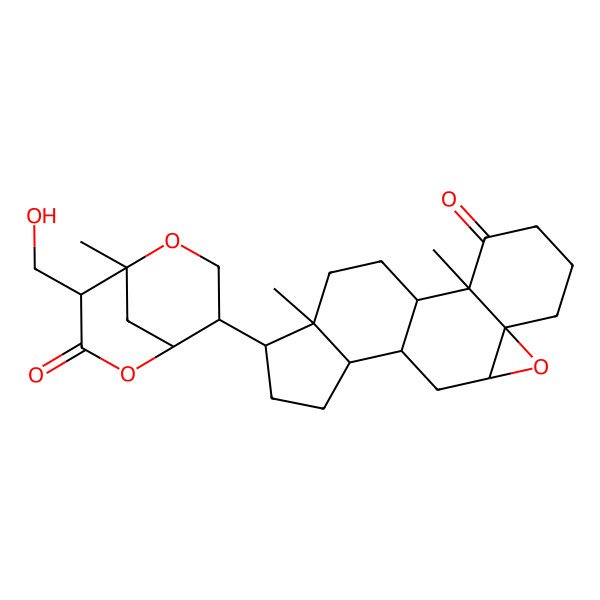 2D Structure of (1S,2R,7S,9R,11S,12S,15R,16S)-15-[(1R,4R,5R,8R)-8-(hydroxymethyl)-1-methyl-7-oxo-2,6-dioxabicyclo[3.3.1]nonan-4-yl]-2,16-dimethyl-8-oxapentacyclo[9.7.0.02,7.07,9.012,16]octadecan-3-one