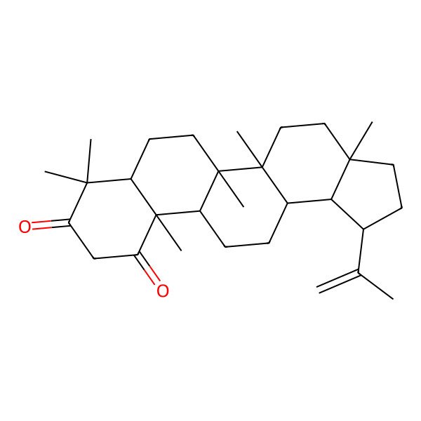 2D Structure of 3a,5a,5b,8,8,11a-hexamethyl-1-prop-1-en-2-yl-2,3,4,5,6,7,7a,11b,12,13,13a,13b-dodecahydro-1H-cyclopenta[a]chrysene-9,11-dione