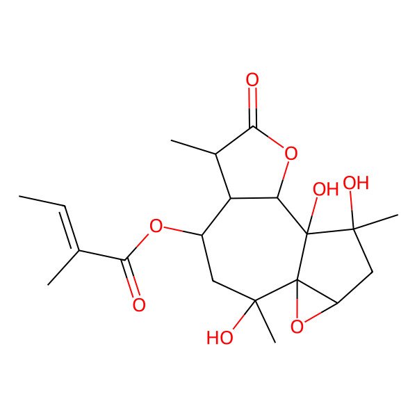 2D Structure of (2,10,11-Trihydroxy-2,6,11-trimethyl-7-oxo-8,14-dioxatetracyclo[8.4.0.01,13.05,9]tetradecan-4-yl) 2-methylbut-2-enoate