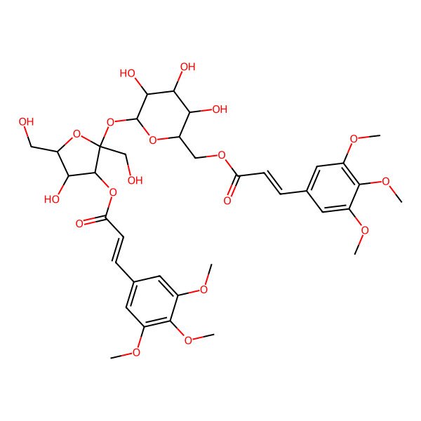 2D Structure of [3,4,5-Trihydroxy-6-[4-hydroxy-2,5-bis(hydroxymethyl)-3-[3-(3,4,5-trimethoxyphenyl)prop-2-enoyloxy]oxolan-2-yl]oxyoxan-2-yl]methyl 3-(3,4,5-trimethoxyphenyl)prop-2-enoate