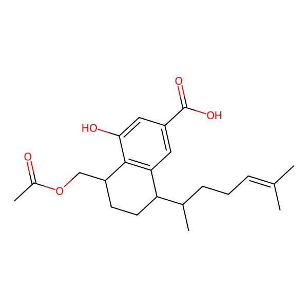 2D Structure of (5R,8S)-5-(acetyloxymethyl)-4-hydroxy-8-[(2S)-6-methylhept-5-en-2-yl]-5,6,7,8-tetrahydronaphthalene-2-carboxylic acid