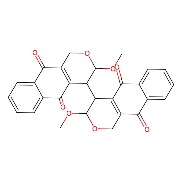 2D Structure of 3-methoxy-4-(3-methoxy-5,10-dioxo-3,4-dihydro-1H-benzo[g]isochromen-4-yl)-3,4-dihydro-1H-benzo[g]isochromene-5,10-dione