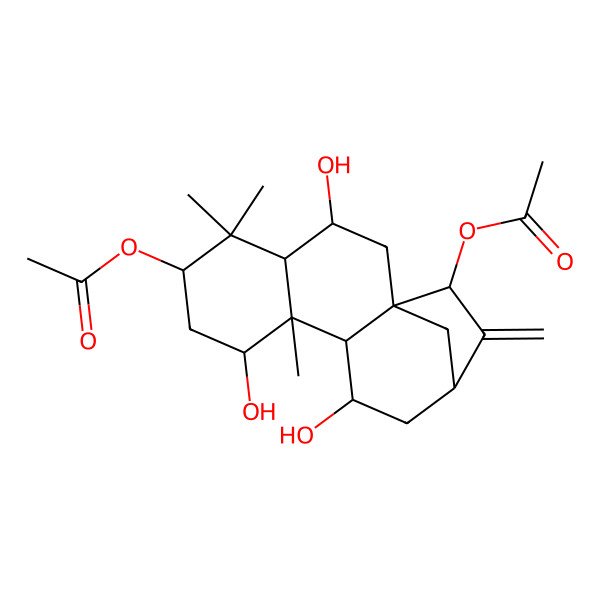 2D Structure of (15-Acetyloxy-3,8,11-trihydroxy-5,5,9-trimethyl-14-methylidene-6-tetracyclo[11.2.1.01,10.04,9]hexadecanyl) acetate