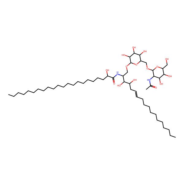 2D Structure of N-[1-[6-[[3-acetamido-4,5-dihydroxy-6-(hydroxymethyl)oxan-2-yl]oxymethyl]-3,4,5-trihydroxyoxan-2-yl]oxy-3,4-dihydroxyoctadec-6-en-2-yl]-2-hydroxydocosanamide