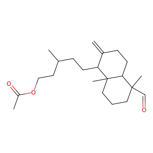 2D Structure of [(3R)-5-[(1S,4aR,5S,8aR)-5-formyl-5,8a-dimethyl-2-methylidene-3,4,4a,6,7,8-hexahydro-1H-naphthalen-1-yl]-3-methylpentyl] acetate