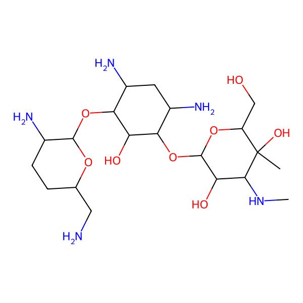 2D Structure of (2S,3R,4R,5S,6S)-6-[(1R,2S,3R,4S,6S)-4,6-diamino-3-[(2R,3S,6S)-3-amino-6-(aminomethyl)oxan-2-yl]oxy-2-hydroxycyclohexyl]oxy-2-(hydroxymethyl)-3-methyl-4-(methylamino)oxane-3,5-diol