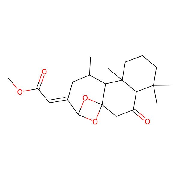 2D Structure of Methyl 2-(5,5,9,11-tetramethyl-3-oxo-15,16-dioxatetracyclo[12.1.1.01,10.04,9]hexadecan-13-ylidene)acetate