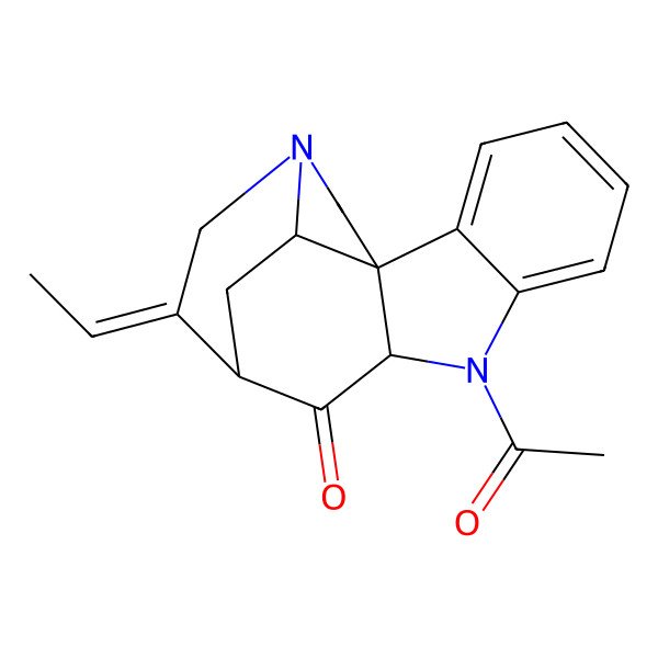 2D Structure of (1R,9R,11S,12E,17S)-8-acetyl-12-ethylidene-8,14-diazapentacyclo[9.5.2.01,9.02,7.014,17]octadeca-2,4,6-trien-10-one