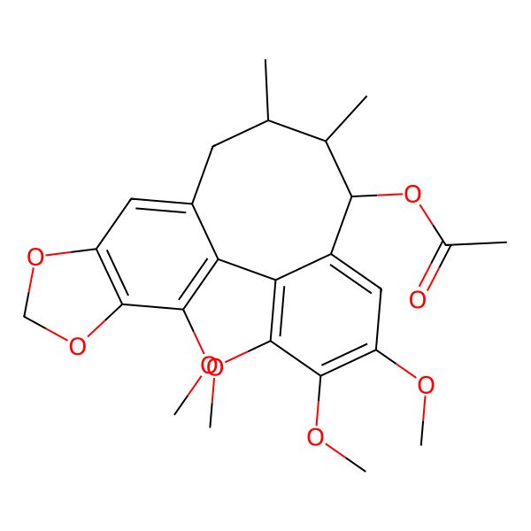 2D Structure of (3,4,5,19-Tetramethoxy-9,10-dimethyl-15,17-dioxatetracyclo[10.7.0.02,7.014,18]nonadeca-1(19),2,4,6,12,14(18)-hexaen-8-yl) acetate