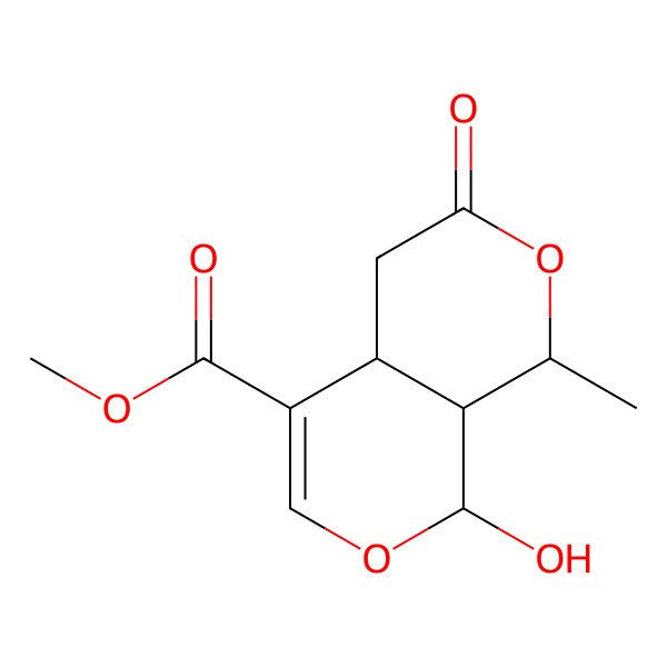 2D Structure of methyl (1S,4aS,8aS)-8-hydroxy-1-methyl-3-oxo-4,4a,8,8a-tetrahydro-1H-pyrano[3,4-c]pyran-5-carboxylate