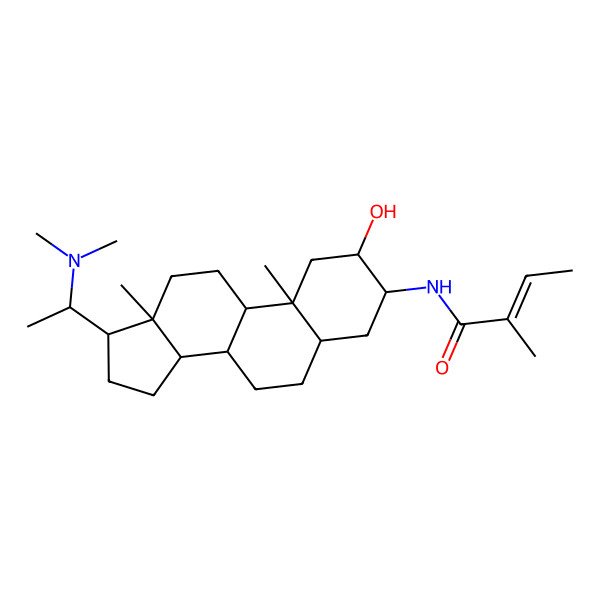 2D Structure of N-[17-[1-(dimethylamino)ethyl]-2-hydroxy-10,13-dimethyl-2,3,4,5,6,7,8,9,11,12,14,15,16,17-tetradecahydro-1H-cyclopenta[a]phenanthren-3-yl]-2-methylbut-2-enamide