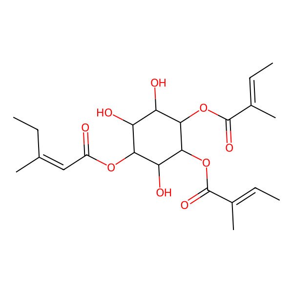 2D Structure of [(1S,2R,3R,4S,5R,6S)-2,3,6-trihydroxy-4,5-bis[[(Z)-2-methylbut-2-enoyl]oxy]cyclohexyl] (E)-3-methylpent-2-enoate