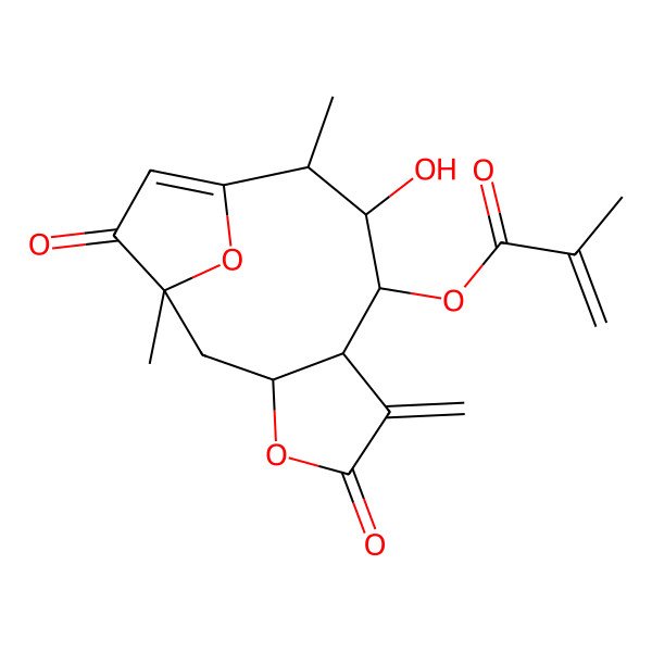 2D Structure of [(1R,3S,7R,8S,9S,10S)-9-hydroxy-1,10-dimethyl-6-methylidene-5,13-dioxo-4,14-dioxatricyclo[9.2.1.03,7]tetradec-11-en-8-yl] 2-methylprop-2-enoate