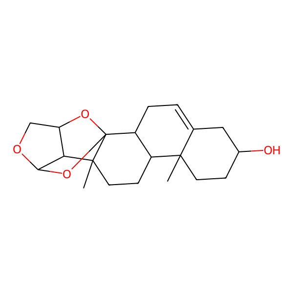 2D Structure of (1R,2R,7S,10R,11S,14R,15S,16S,19R)-10,14-dimethyl-17,20,21-trioxahexacyclo[14.4.1.01,14.02,11.05,10.015,19]henicos-4-en-7-ol