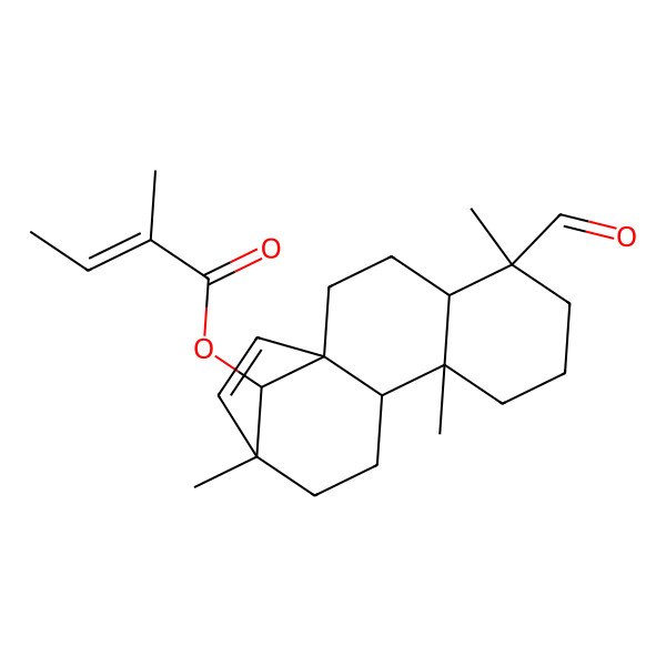 2D Structure of [(1R,4R,5R,9S,10S,13R,16S)-5-formyl-5,9,13-trimethyl-16-tetracyclo[11.2.1.01,10.04,9]hexadec-14-enyl] (E)-2-methylbut-2-enoate