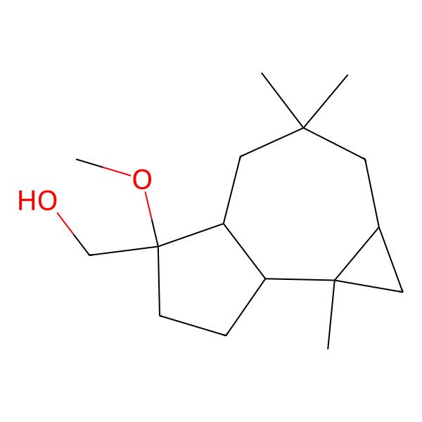 2D Structure of [(1aS,4aS,5R,7aR,7bR)-5-methoxy-3,3,7b-trimethyl-1,1a,2,4,4a,6,7,7a-octahydrocyclopropa[e]azulen-5-yl]methanol