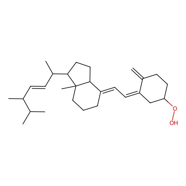 2D Structure of 1-(5,6-dimethylhept-3-en-2-yl)-4-[2-(5-hydroperoxy-2-methylidenecyclohexylidene)ethylidene]-7a-methyl-2,3,3a,5,6,7-hexahydro-1H-indene
