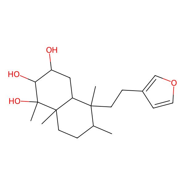 2D Structure of (1R,2R,3R,4aR,5S,6R,8aR)-5-[2-(furan-3-yl)ethyl]-1,5,6,8a-tetramethyl-3,4,4a,6,7,8-hexahydro-2H-naphthalene-1,2,3-triol