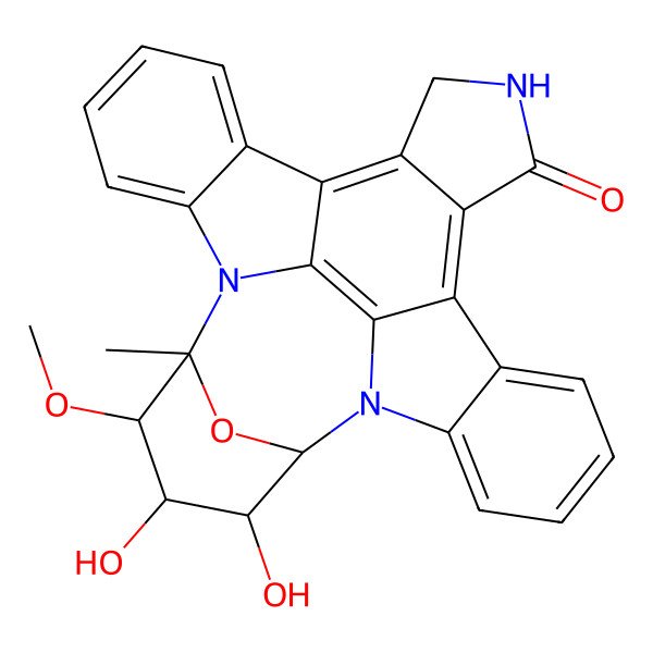 2D Structure of 8-Methoxy-9-methyl-6,7,8,9-tetrahydro-5H,14H-5,9-epoxy-4b,9a,15-triazadibenzo[b,h]cyclonona[1,2,3,4-jkl]cyclopenta[e]-as-indacene-6,7,16-triol