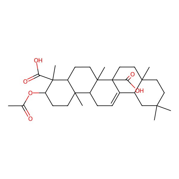 2D Structure of (3R,4S,4aR,6aR,6bR,8aR,12aR,14aR,14bR)-3-acetyloxy-4,6a,8a,11,11,14b-hexamethyl-1,2,3,4a,5,6,7,8,9,10,12,12a,14,14a-tetradecahydropicene-4,6b-dicarboxylic acid 2D Structure of (3R,4S,4aR,6aR,6bR,8aR,12aR,14aR,14bR)-3-acetyloxy-4,6a,8a,11,11,14b-hexamethyl-1,2,3,4a,5,6,7,8,9,10,12,12a,14,14a-tetradecahydropicene-4,6b-dicarboxylic acid