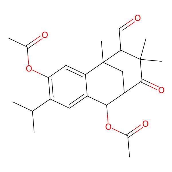 2D Structure of [(1S,8R,9S,12R)-4-acetyloxy-12-formyl-1,11,11-trimethyl-10-oxo-5-propan-2-yl-8-tricyclo[7.3.1.02,7]trideca-2,4,6-trienyl] acetate