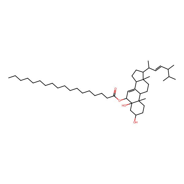 2D Structure of [17-(5,6-Dimethylhept-3-en-2-yl)-3,5-dihydroxy-10,13-dimethyl-1,2,3,4,6,9,11,12,14,15,16,17-dodecahydrocyclopenta[a]phenanthren-6-yl] octadecanoate