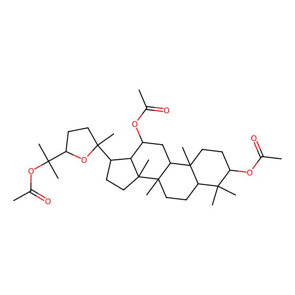 2D Structure of [(3S,5R,8R,9R,10R,12R,13R,14R,17S)-12-acetyloxy-17-[(2S,5S)-5-(2-acetyloxypropan-2-yl)-2-methyloxolan-2-yl]-4,4,8,10,14-pentamethyl-2,3,5,6,7,9,11,12,13,15,16,17-dodecahydro-1H-cyclopenta[a]phenanthren-3-yl] acetate