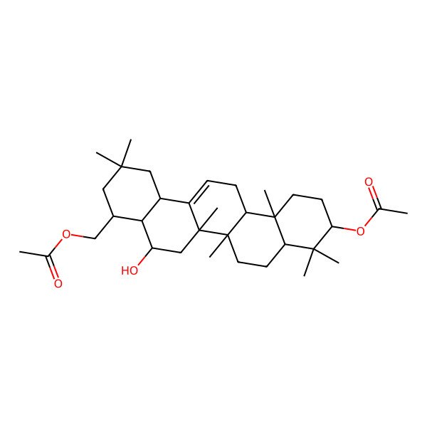 2D Structure of (10-acetyloxy-5-hydroxy-2,2,6a,6b,9,9,12a-heptamethyl-3,4,4a,5,6,6a,7,8,8a,10,11,12,13,14b-tetradecahydro-1H-picen-4-yl)methyl acetate