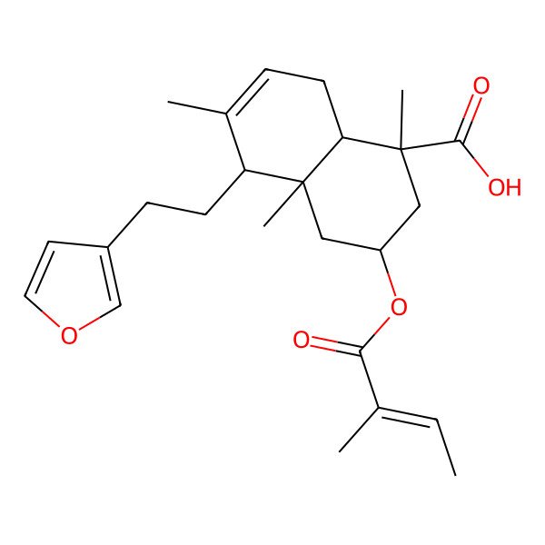 2D Structure of 5-[2-(Furan-3-yl)ethyl]-1,4a,6-trimethyl-3-(2-methylbut-2-enoyloxy)-2,3,4,5,8,8a-hexahydronaphthalene-1-carboxylic acid