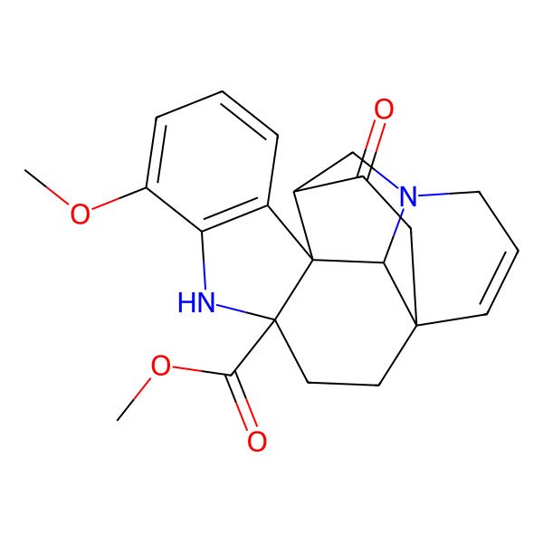 2D Structure of methyl (1R,4S,12R,13S,16R)-7-methoxy-17-oxo-5,14-diazahexacyclo[12.4.3.01,13.04,12.06,11.012,16]henicosa-6(11),7,9,19-tetraene-4-carboxylate