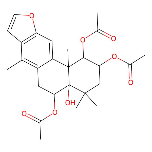 2D Structure of [(1R,2S,4aR,5S,11bS)-1,2-diacetyloxy-4a-hydroxy-4,4,7,11b-tetramethyl-2,3,5,6-tetrahydro-1H-naphtho[2,1-f][1]benzofuran-5-yl] acetate