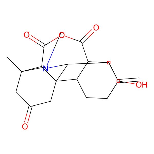 2D Structure of 10-Hydroxy-5,7-dimethyl-12-methylidene-16-oxa-7-azahexacyclo[9.7.2.01,8.05,18.09,14.014,19]icosane-3,15,17-trione