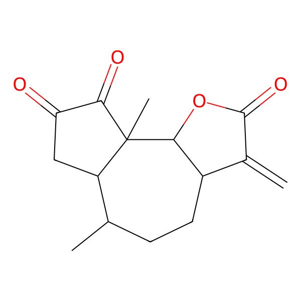2D Structure of (3aS,6S,6aS,9aR,9bR)-6,9a-dimethyl-3-methylidene-4,5,6,6a,7,9b-hexahydro-3aH-azuleno[8,7-b]furan-2,8,9-trione