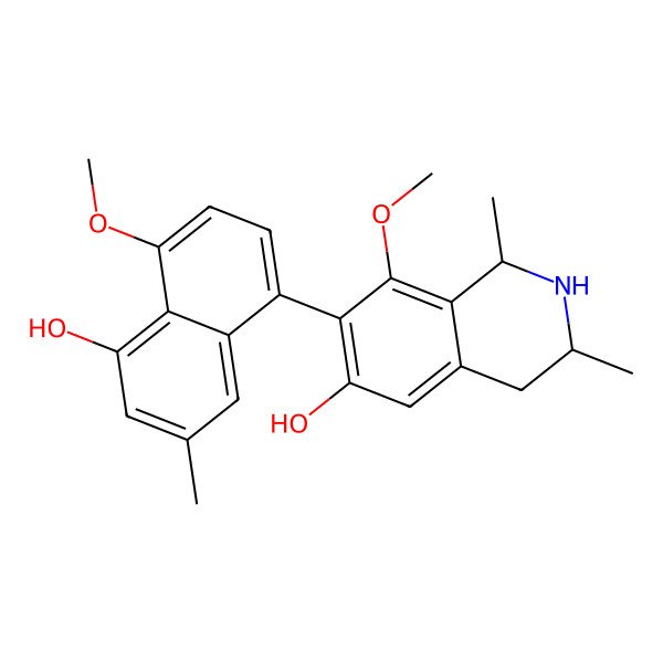 2D Structure of (1S,3S)-7-(5-hydroxy-4-methoxy-7-methylnaphthalen-1-yl)-8-methoxy-1,3-dimethyl-1,2,3,4-tetrahydroisoquinolin-6-ol