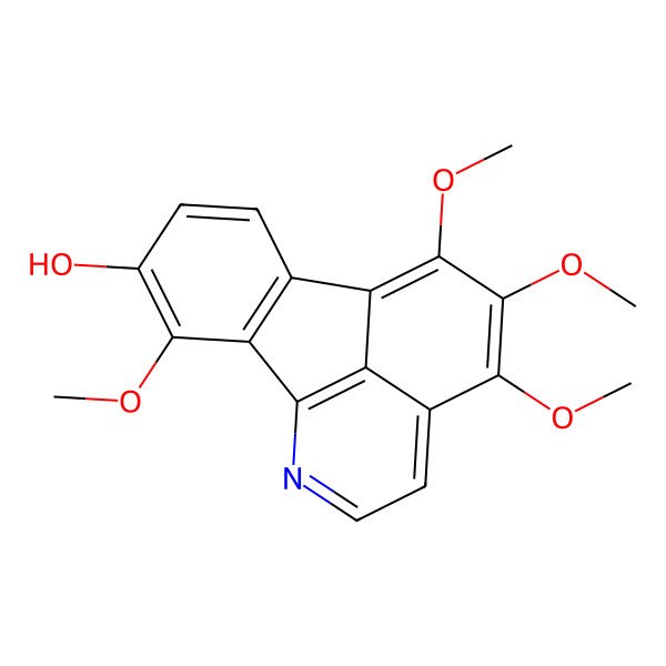 2D Structure of 6,7,8,14-Tetramethoxy-2-azatetracyclo[7.6.1.05,16.010,15]hexadeca-1,3,5(16),6,8,10(15),11,13-octaen-13-ol