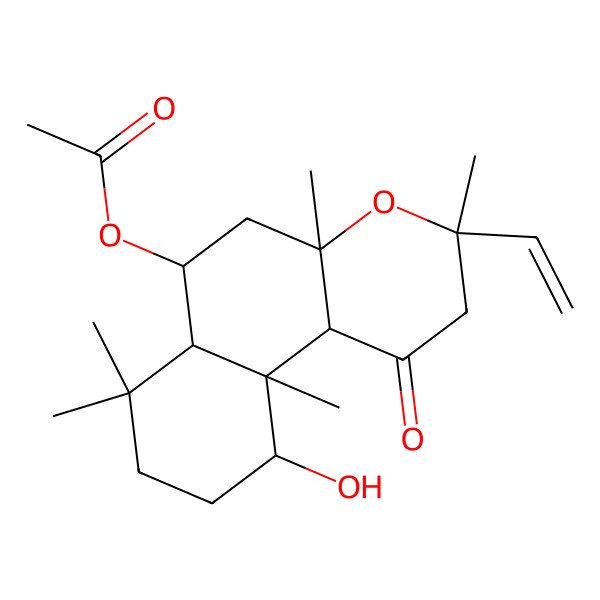2D Structure of (3-Ethenyl-10-hydroxy-3,4a,7,7,10a-pentamethyl-1-oxo-2,5,6,6a,8,9,10,10b-octahydrobenzo[f]chromen-6-yl) acetate